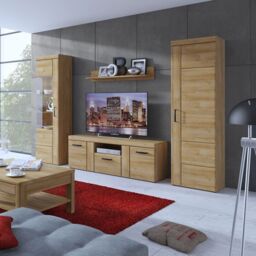Cortina Tall Glazed Display Cabinet (LH) in Grandson Oak - thumbnail 2