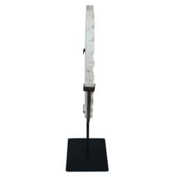 Base Black Corvessa Ridged with Metal Disc Sculpture Travertine - thumbnail 3