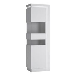 Lyon Tall Narrow Display Cabinet (LHD) (including LED lighting) in White and High Gloss - thumbnail 4