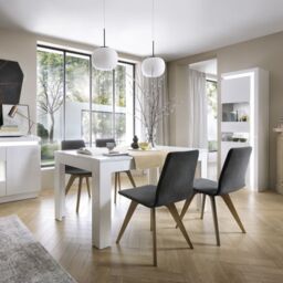 Lyon Tall Narrow Display Cabinet (LHD) (including LED lighting) in White and High Gloss - thumbnail 1