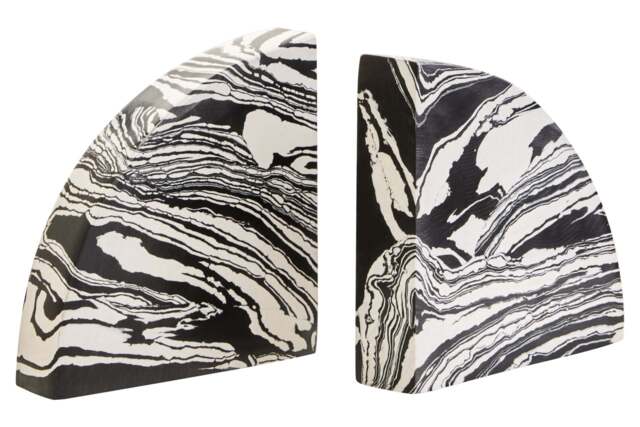White Black Bookends Two of Set Delmorae And Marble - image 1
