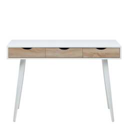 Neptun 3 Drawer Desk in White with 3 Oak Drawers - thumbnail 2
