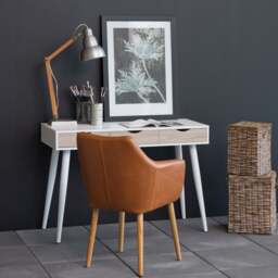 Neptun 3 Drawer Desk in White with 3 Oak Drawers - thumbnail 5