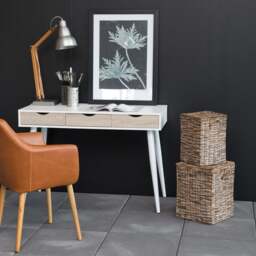 Neptun 3 Drawer Desk in White with 3 Oak Drawers - thumbnail 4