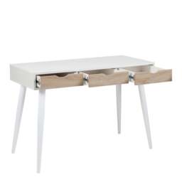 Neptun 3 Drawer Desk in White with 3 Oak Drawers - thumbnail 3