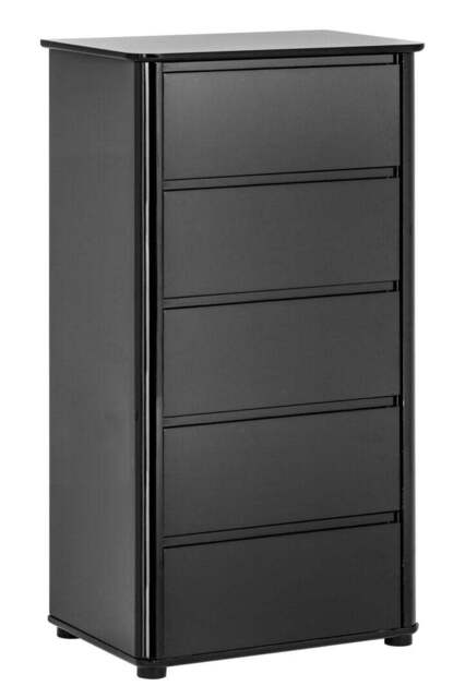 Maple High Gloss Chest – Black (5 Drawer)