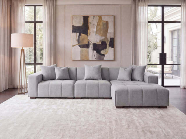 Aluxo Leonard Left Hand Corner Group in Cloudy Grey Bouclé - FOOTSTOOL - image 1