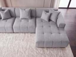 Aluxo Leonard Left Hand Corner Group in Cloudy Grey Bouclé - FOOTSTOOL - thumbnail 6