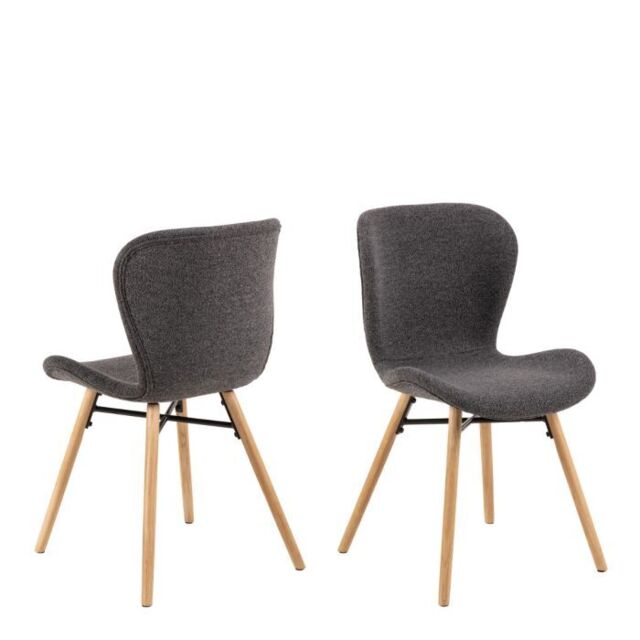 Batilda Dining Chairs with Grey Fabric and Oak Set of 2 - image 1