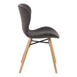 Batilda Dining Chairs with Grey Fabric and Oak Set of 2 - thumbnail 2