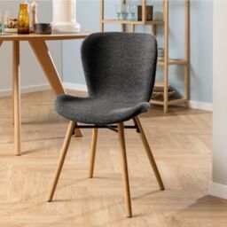 Batilda Dining Chairs with Grey Fabric and Oak Set of 2 - thumbnail 3