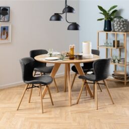 Batilda Dining Chairs with Grey Fabric and Oak Set of 2 - thumbnail 4