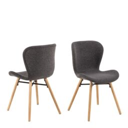 Batilda Dining Chairs with Grey Fabric and Oak Set of 2 - thumbnail 1