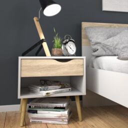Oslo 3 Piece Bedroom Furniture Set in White & Oak Finish - thumbnail 4