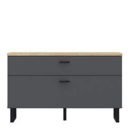 Klara TV Unit with 1 Drawer 1 Flip Door in Grey and Oak - thumbnail 4