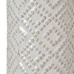 Textured & Timeless: White Beaded Ceramic Lamp & Linen Shade - thumbnail 2