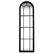 Black Wood Tall Arched Window Wall Mirror - thumbnail 1
