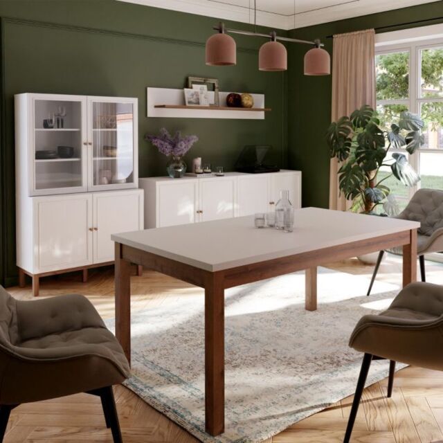 Wensley 4 Door 1 Drawer Sideboard in Light Grey and Oak - image 1