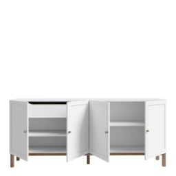 Wensley 4 Door 1 Drawer Sideboard in Light Grey and Oak - thumbnail 2