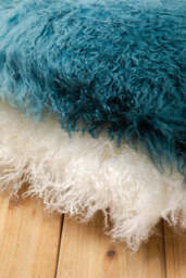 Oakridge Mongolian Lamb Fur Cushion – Teal (Small) - thumbnail 3