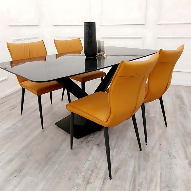 Apollo 1.6m Black Dining Table with Black Sintered Stone Top – Sleek Contemporary Style - image 1
