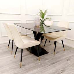 Apollo 1.6m Black Dining Table with Black Sintered Stone Top – Sleek Contemporary Style - thumbnail 2
