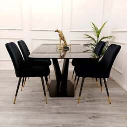Apollo 1.6m Black Dining Table with Black Sintered Stone Top – Sleek Contemporary Style - thumbnail 3