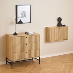 Albany Chest of 3 Drawers in Oak/Black Legs - thumbnail 1
