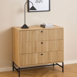 Albany Chest of 3 Drawers in Oak/Black Legs - thumbnail 2