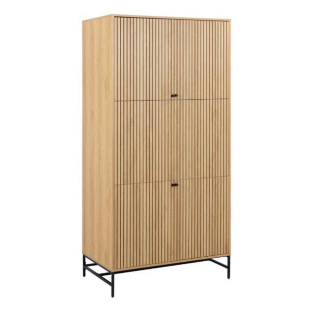 Albany Wardrobe – 4 Door Modern Storage in Black and Oak Finish - image 1