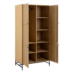 Albany Wardrobe – 4 Door Modern Storage in Black and Oak Finish - thumbnail 3