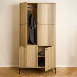 Albany Wardrobe – 4 Door Modern Storage in Black and Oak Finish - thumbnail 6
