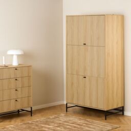 Albany Wardrobe – 4 Door Modern Storage in Black and Oak Finish - thumbnail 4