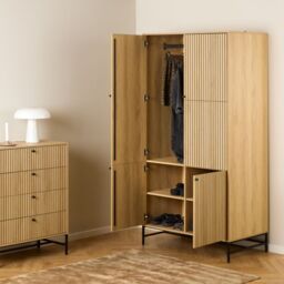Albany Wardrobe – 4 Door Modern Storage in Black and Oak Finish - thumbnail 5