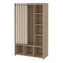 Uppsala Open Wardrobe Unit in Jackson Hickory Oak with a Beige Textile Curtain - thumbnail 3