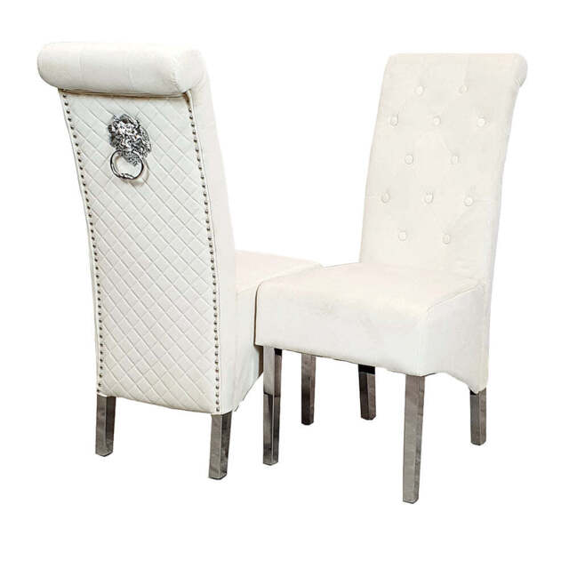 Emma Dining Chair – Available in Sets of 2, 4, or 6 - Cream Velvet / 6