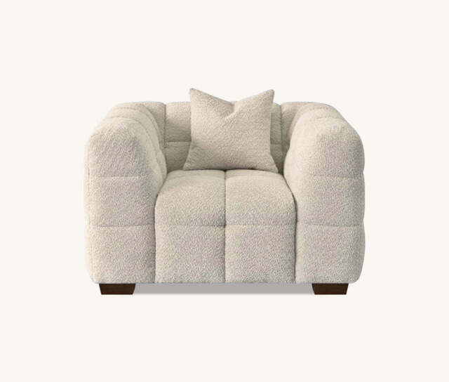 Aluxo Tribeca Sofa Range in Oatmeal Boucle Fabric - Chair