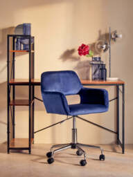 Monet Home Office Chair – Navy Velvet with Chrome Base - thumbnail 5