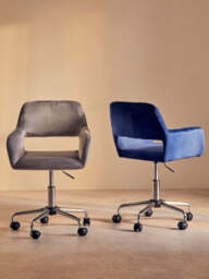 Monet Home Office Chair – Navy Velvet with Chrome Base - thumbnail 2