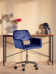 Monet Home Office Chair – Navy Velvet with Chrome Base - thumbnail 3