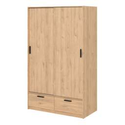 Line Wardrobe with 2 Doors 2 Drawers in Jackson Hickory Oak - thumbnail 3