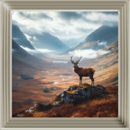 AN1099 STAG ON HILLS - 40x40 / Black Lyon / PLAIN - thumbnail 4