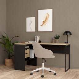 Function Plus Corner Desk with 2 Drawers in Black and Oak - thumbnail 5