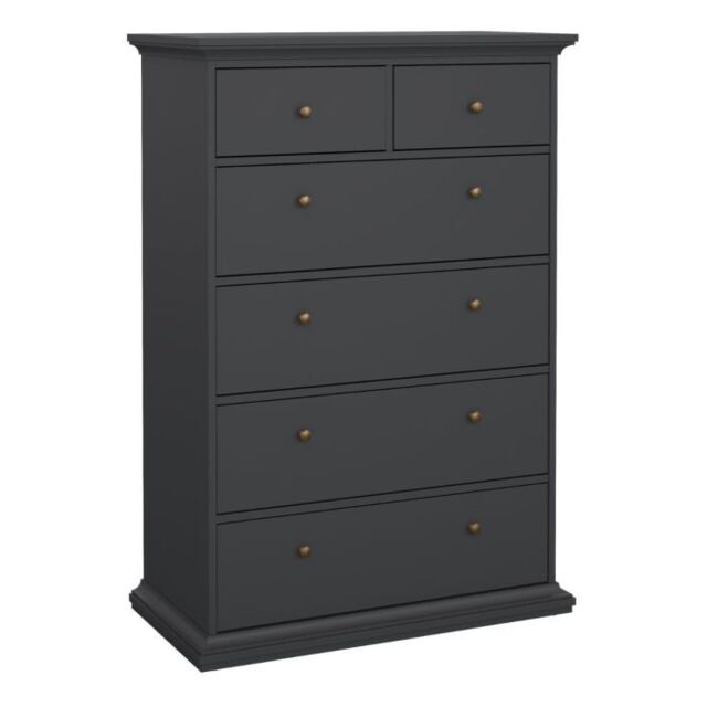 Paris Chest of 6 Drawers in Matt Grey - image 1