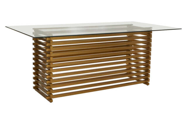 Dorking Matte Gold Dining Table – Contemporary Statement Dining Table - image 1