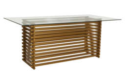 Dorking Matte Gold Dining Table – Contemporary Statement Dining Table - thumbnail 1