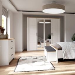 Bohol 2 Door 2 Mirrored Door Wardrobe in White/Riviera Oak - thumbnail 4