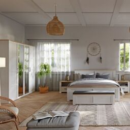 Bohol 2 Door 2 Mirrored Door Wardrobe in White/Riviera Oak - thumbnail 5