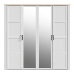 Bohol 2 Door 2 Mirrored Door Wardrobe in White/Riviera Oak - thumbnail 3