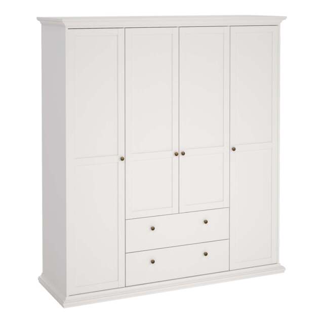 Paris Wardrobe with 4 Doors and 2 Drawers in White Finish - image 1
